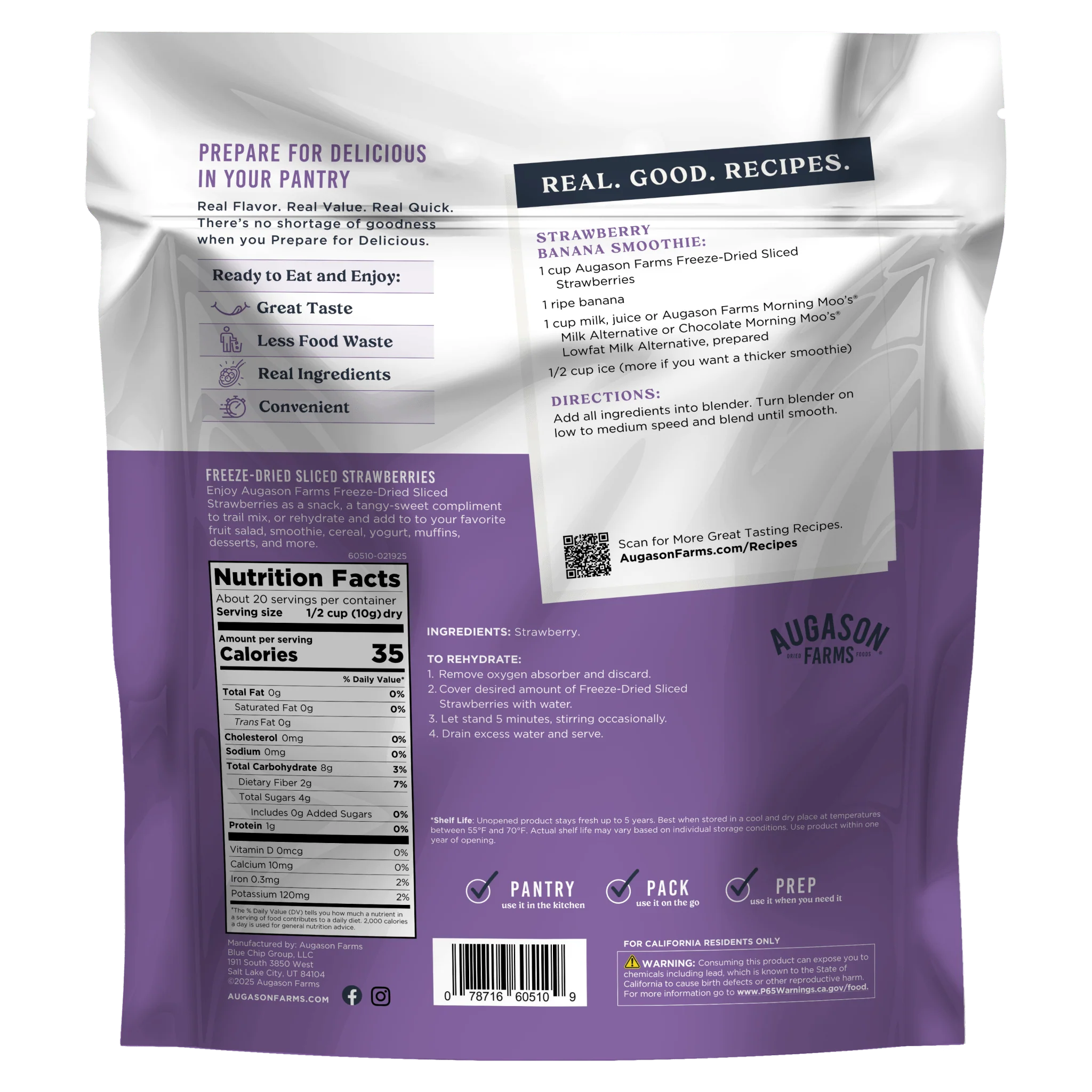 Freeze Dried Sliced Strawberries Family Size Pouch, 20 Servings - Image 2