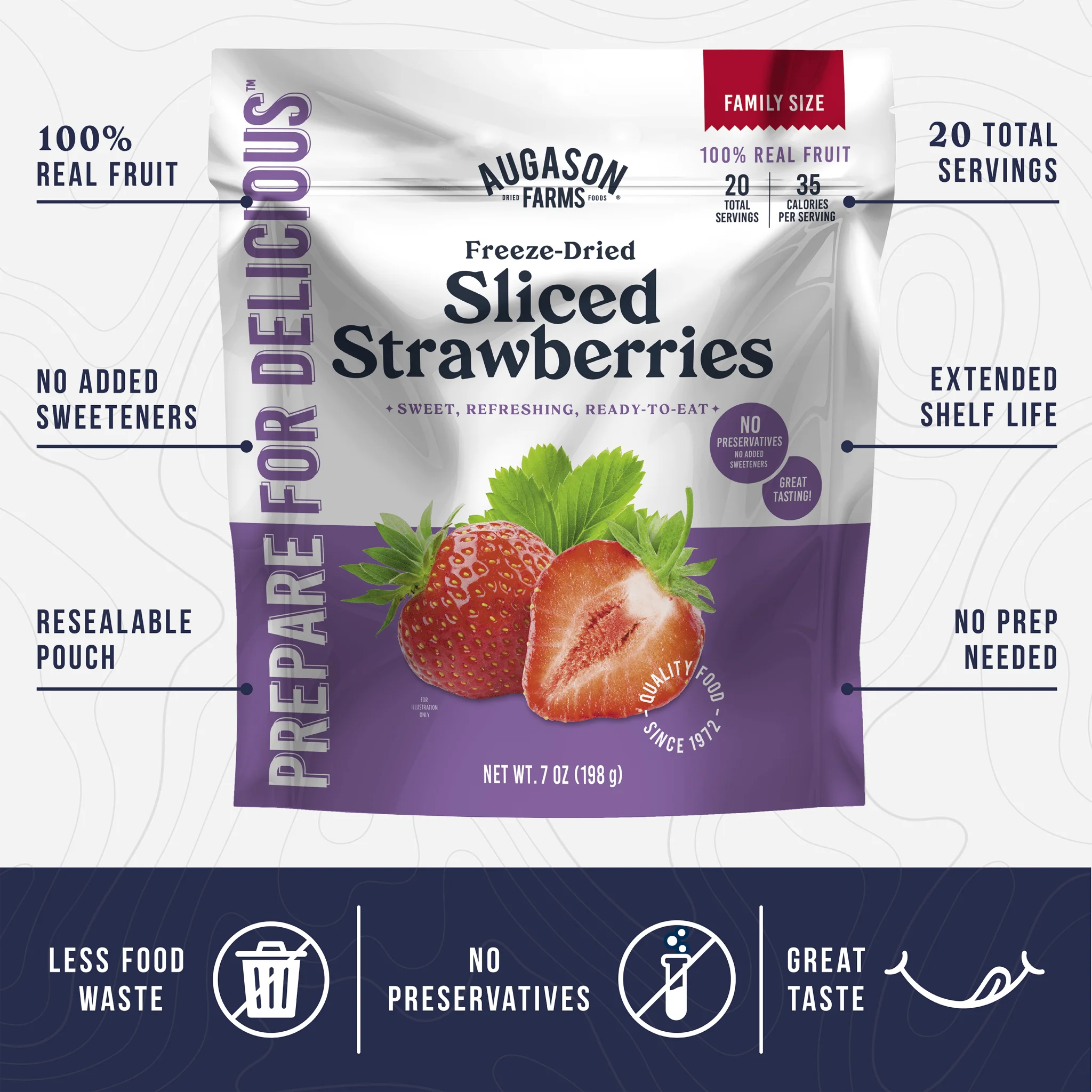 Freeze Dried Sliced Strawberries Family Size Pouch, 20 Servings - Image 3