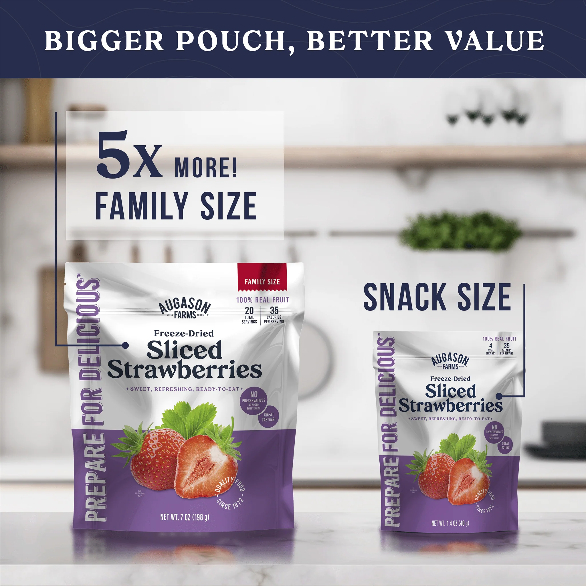 Freeze Dried Sliced Strawberries Family Size Pouch, 20 Servings - Image 4