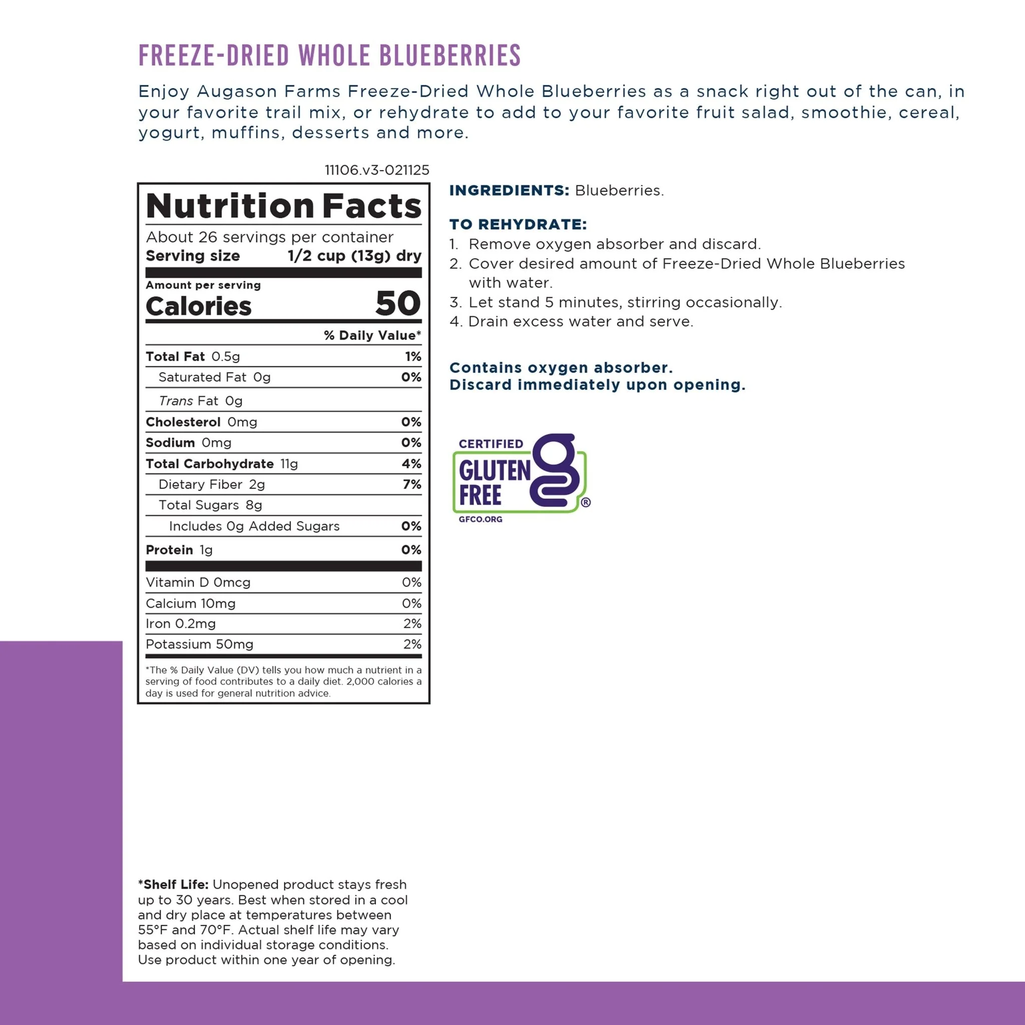 Freeze Dried Whole Blueberries Can, 26 Servings - Image 3