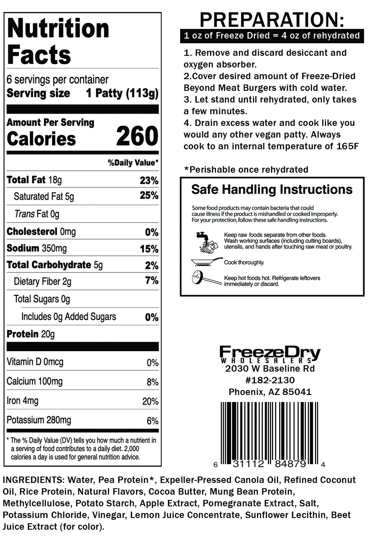 Freeze Dry Wholesalers Freeze-Dried Vegan Beyond Burgers - 6 Patties per Package - Image 5