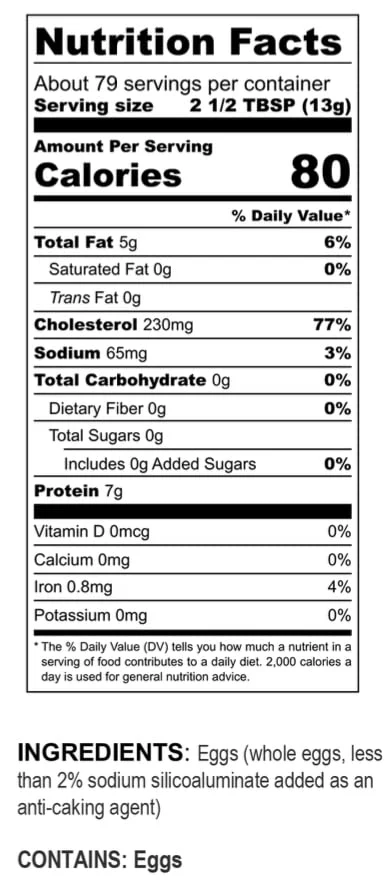 Fresh and Honest Foods Dehydrated Whole Eggs 40oz - #10 Can (94 Servings) - Image 3
