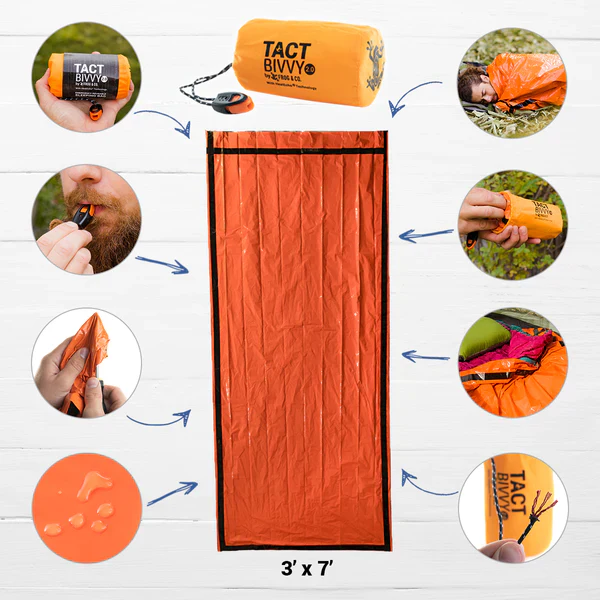 Tact Bivvy® 2.0 Emergency Sleeping Bag - (Orange) - Image 12