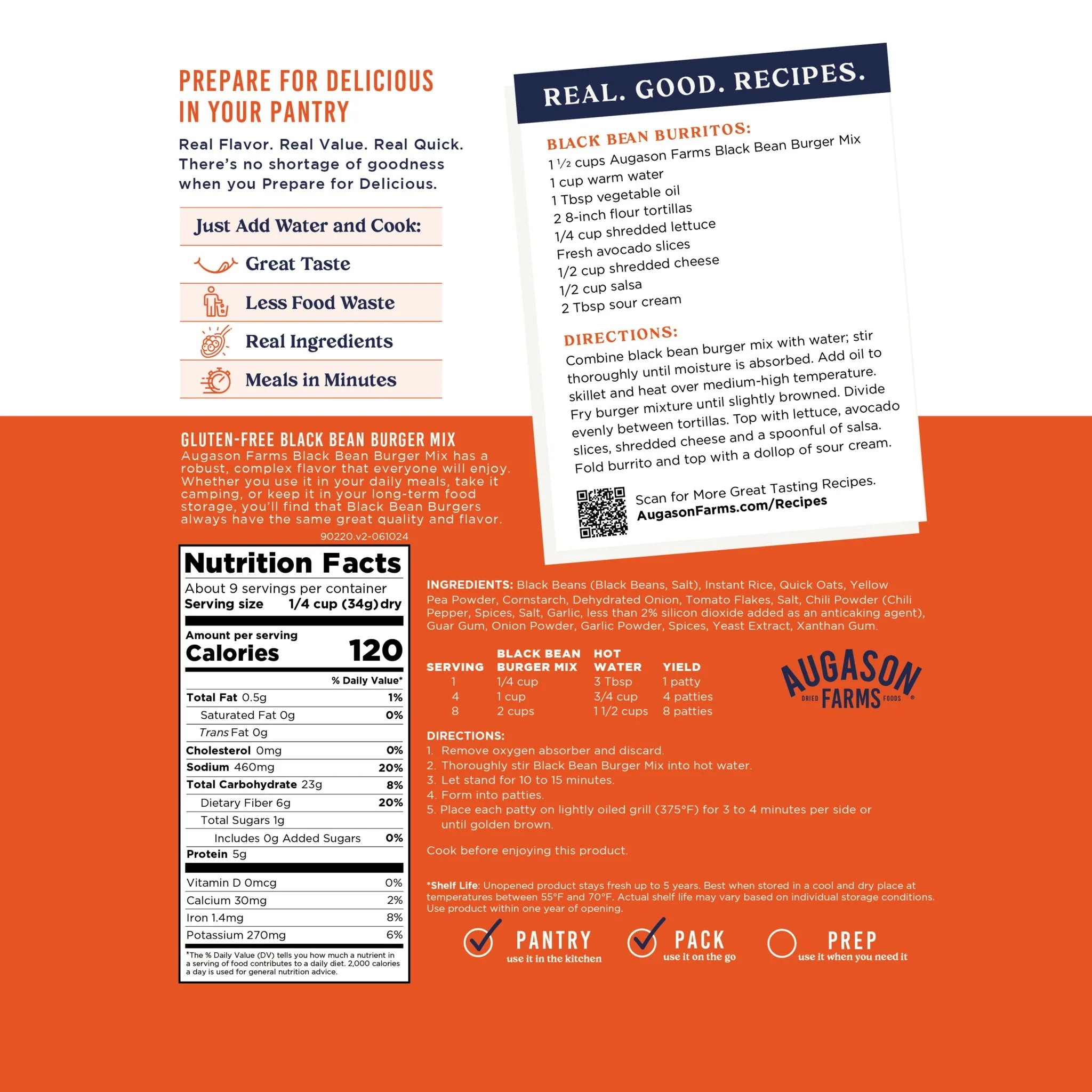 Gluten Free Black Bean Burger Mix Pouch, 9 Servings - Image 3