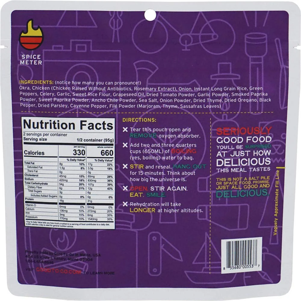 Good to-Go Dehydrated Chicken Gumbo - Double Serving Pouch - Image 2