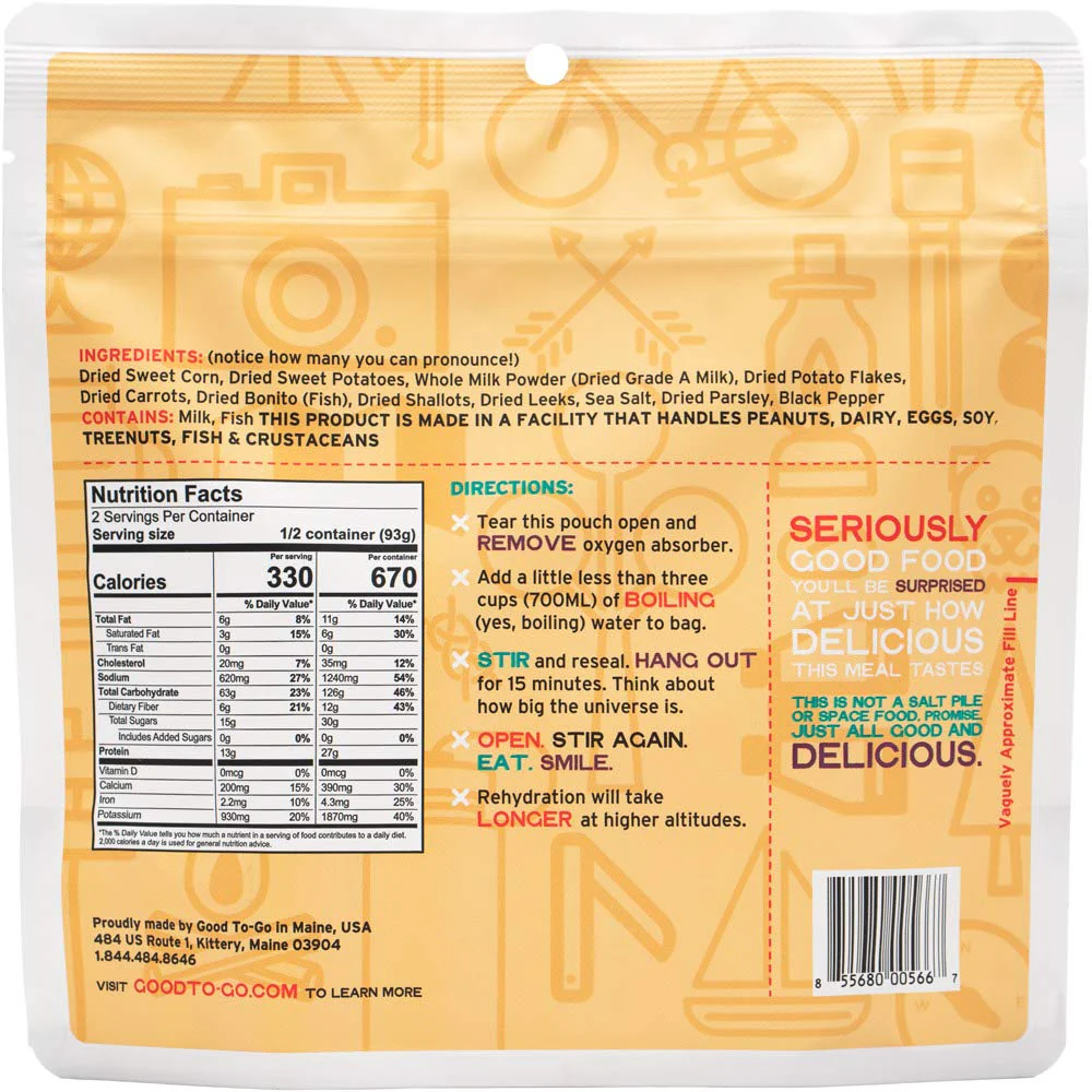 Good to-Go Dehydrated New England Corn Chowdah - Double Serving Pouch - Image 2