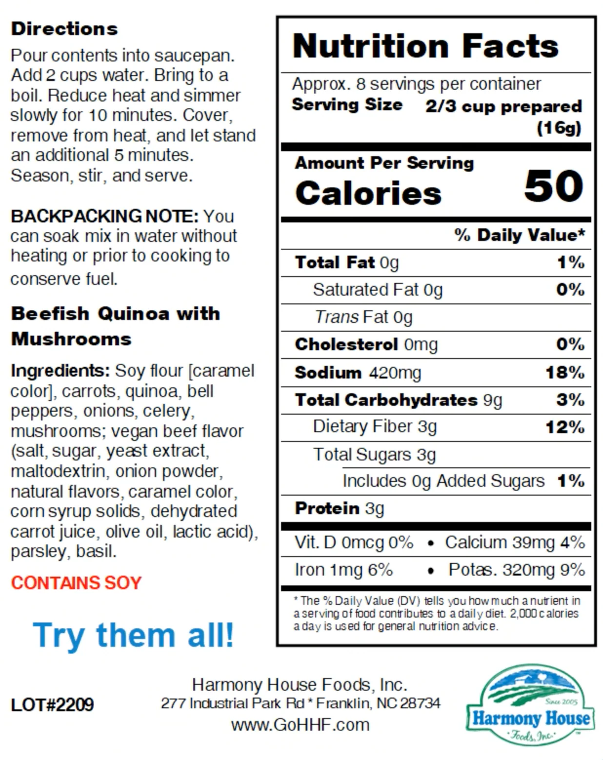 Harmony House Beefish Quinoa with Mushrooms (4.65 oz) - Image 5