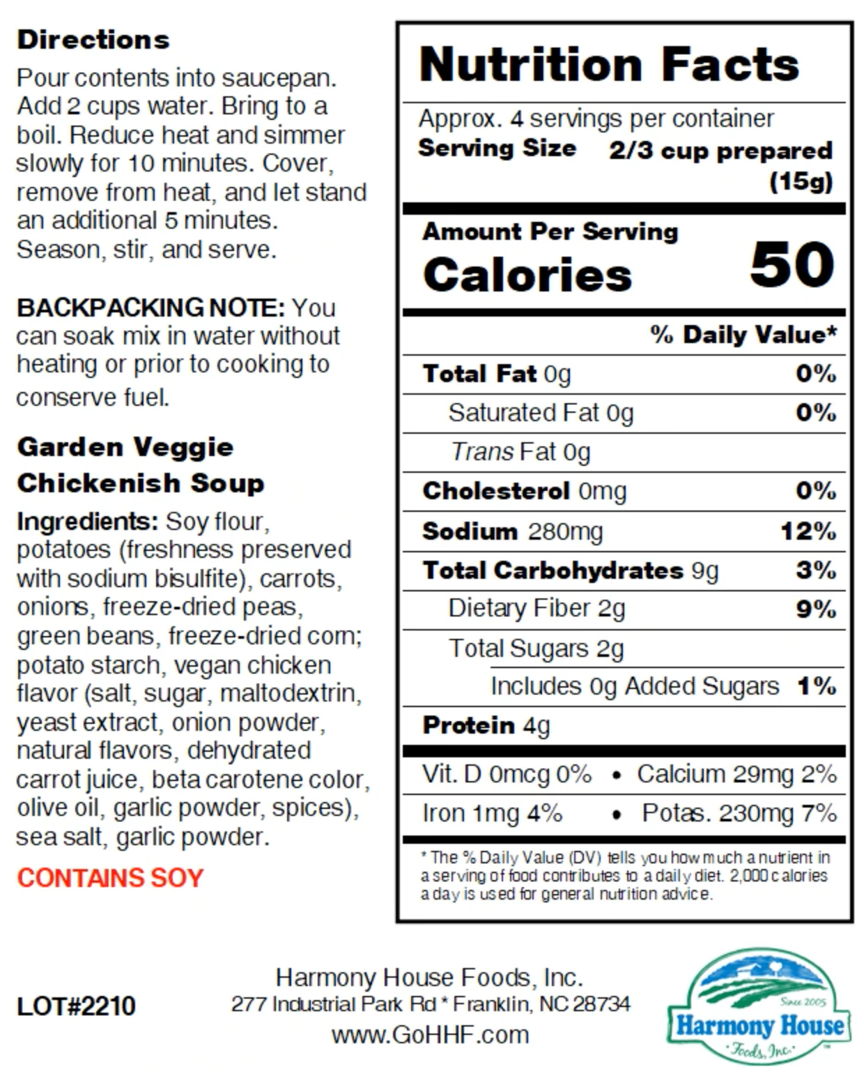 Harmony House Garden Veggie Chickenish Soup (2.15 oz) - Image 6