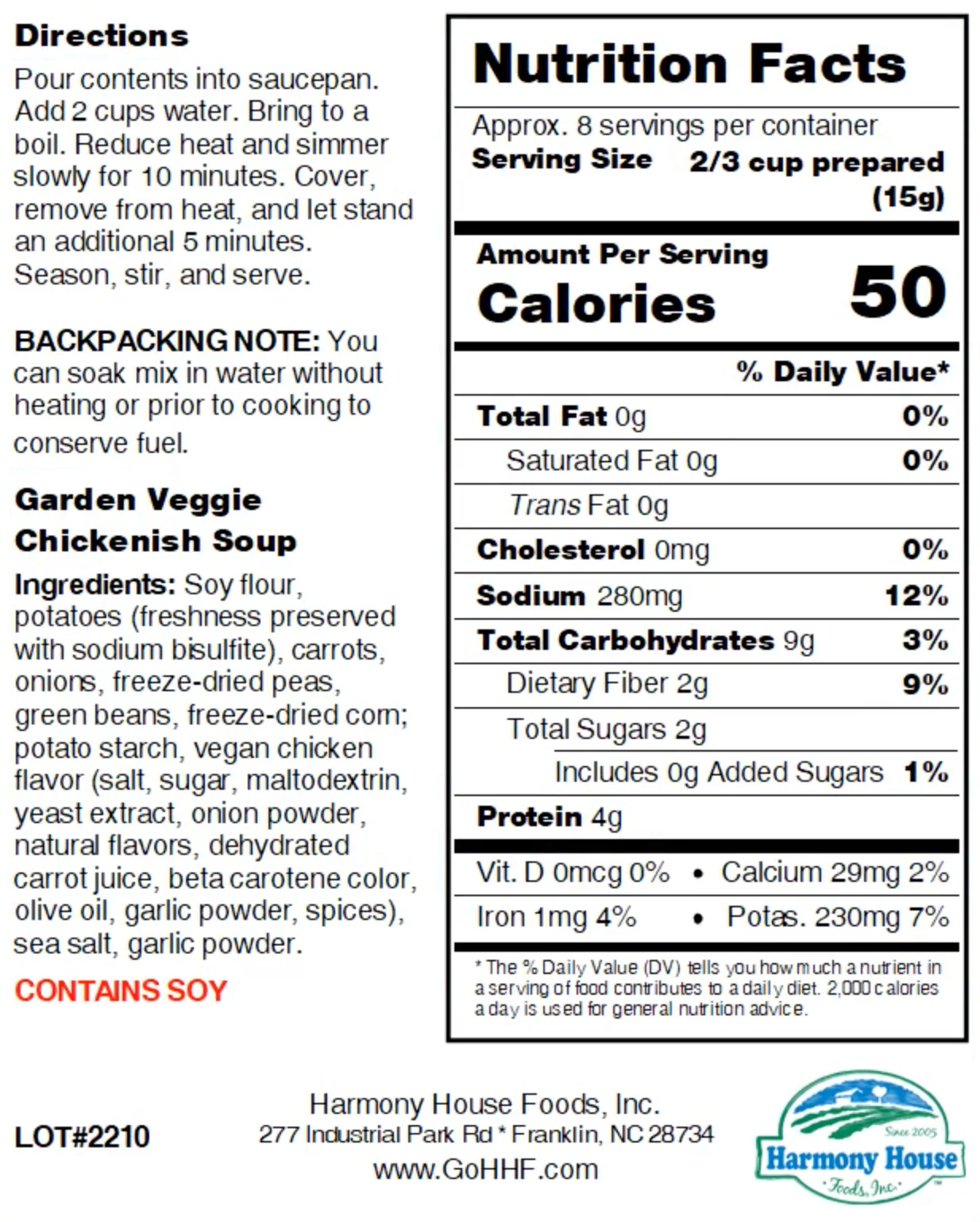 Harmony House Garden Veggie Chickenish Soup (4.35 oz) - Image 5