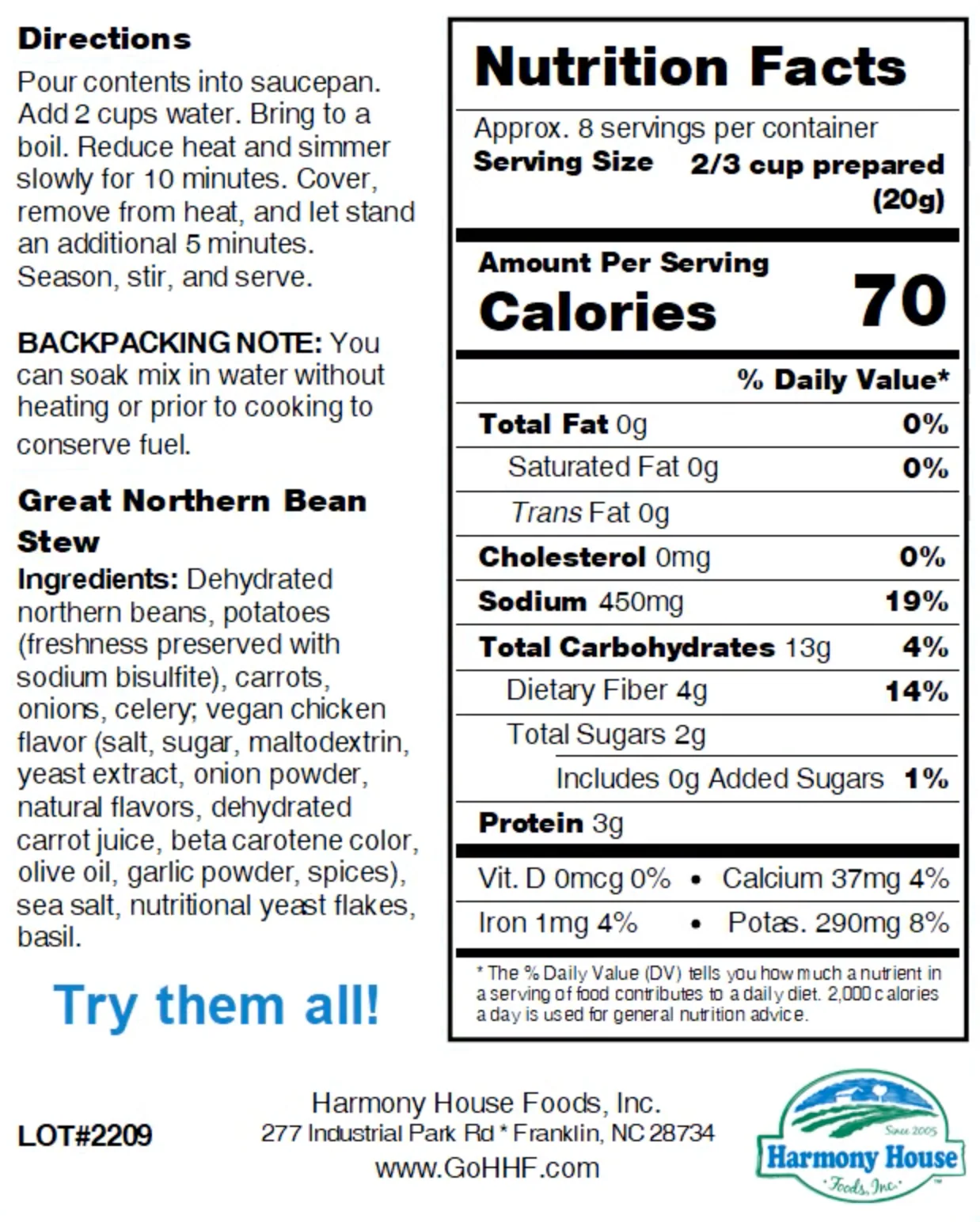 Harmony House Great Northern Bean Stew (5.75 oz) - Image 5