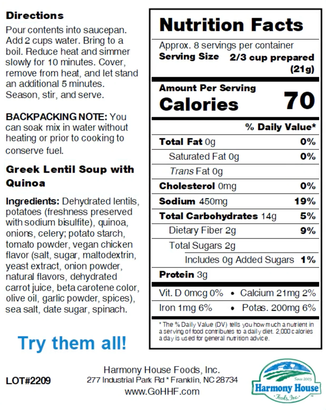 Harmony House Greek Lentil Soup with Quinoa (6 oz) - Image 5