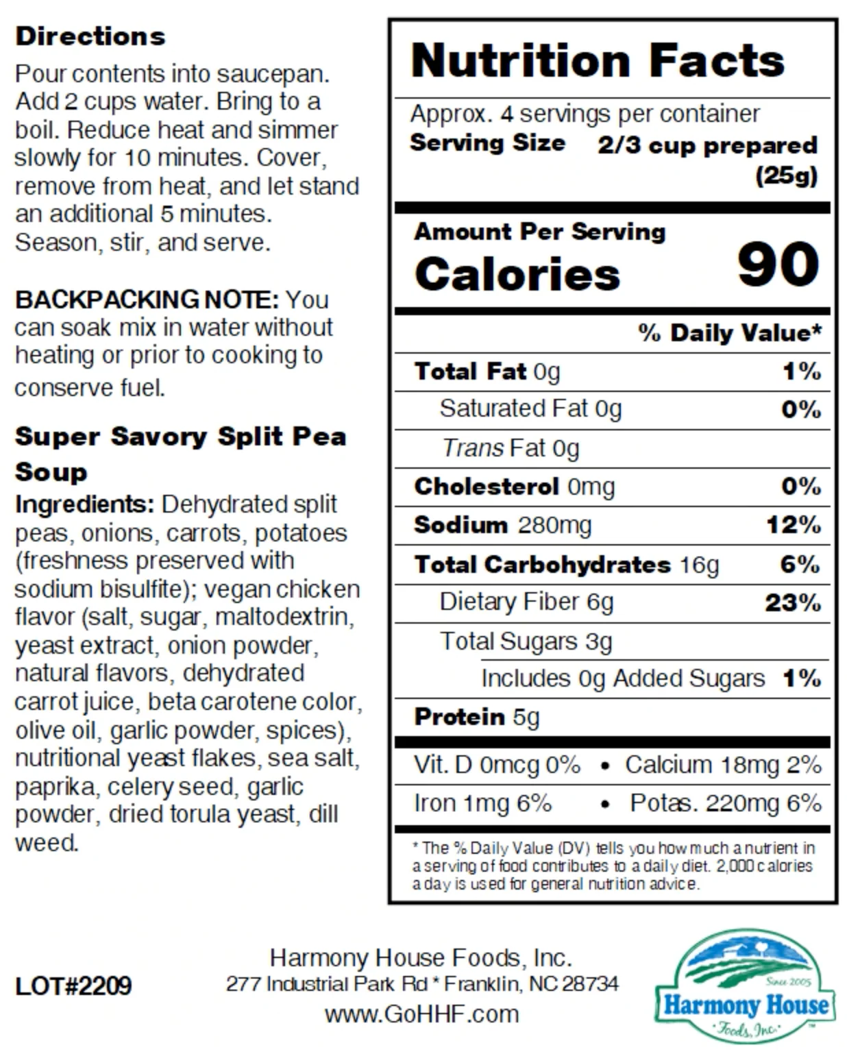 Harmony House Super Savory Split Pea Soup (3.5 oz) - Image 6