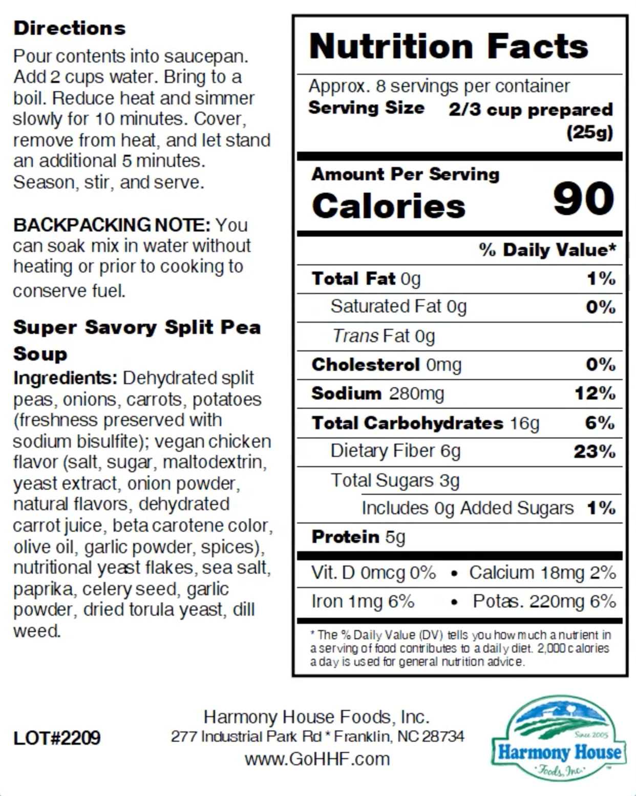Harmony House Super Savory Split Pea Soup (7 oz) - Image 5