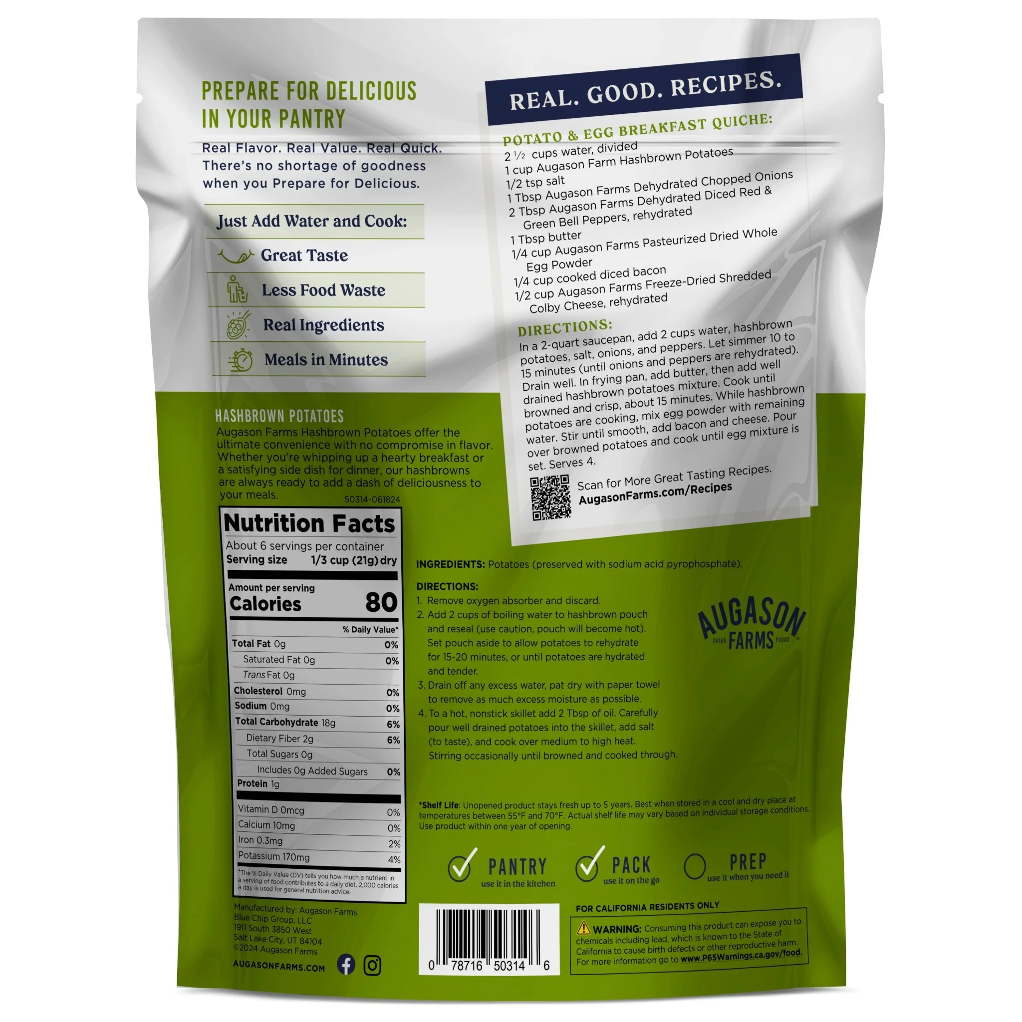 Hashbrown Potatoes Pouch, 6 Servings - Image 2