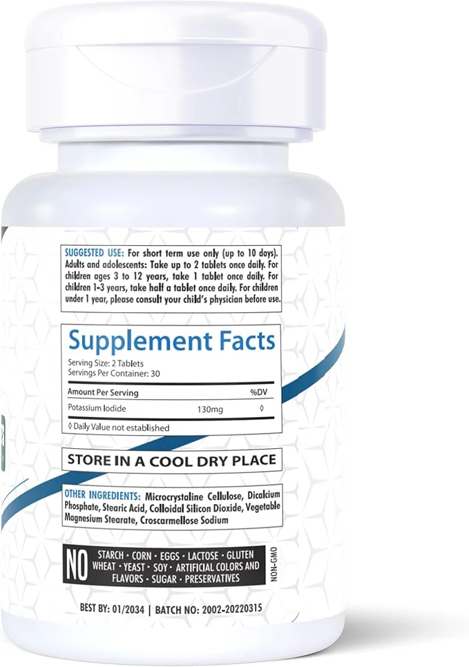 HealthFare Potassium Iodide Tablets - 60 Count 130 mg KI Pills 2-Pack - 120 Total Tablets - Image 2