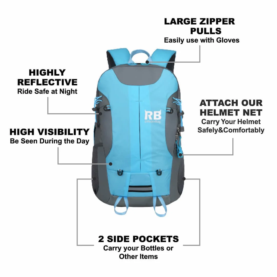 High Visibility Blue Reflective Commuter Bike Backpack |Riderbag Reflektor35 - Image 4