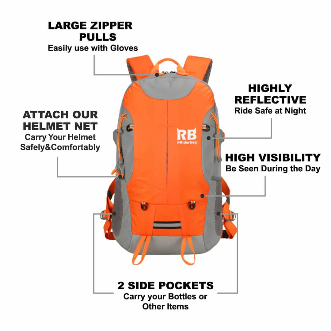 High Visibility Orange Reflective Commuter Bike Backpack |Riderbag Reflektor35 - Image 4
