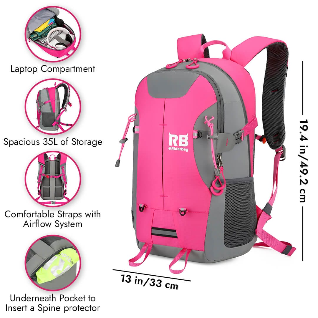 High Visibility Pink Reflective Commuter Bike Backpack | Riderbag Reflektor35 - Image 4