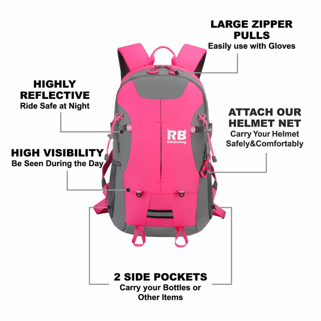 High Visibility Pink Reflective Commuter Bike Backpack | Riderbag Reflektor35 - Image 5
