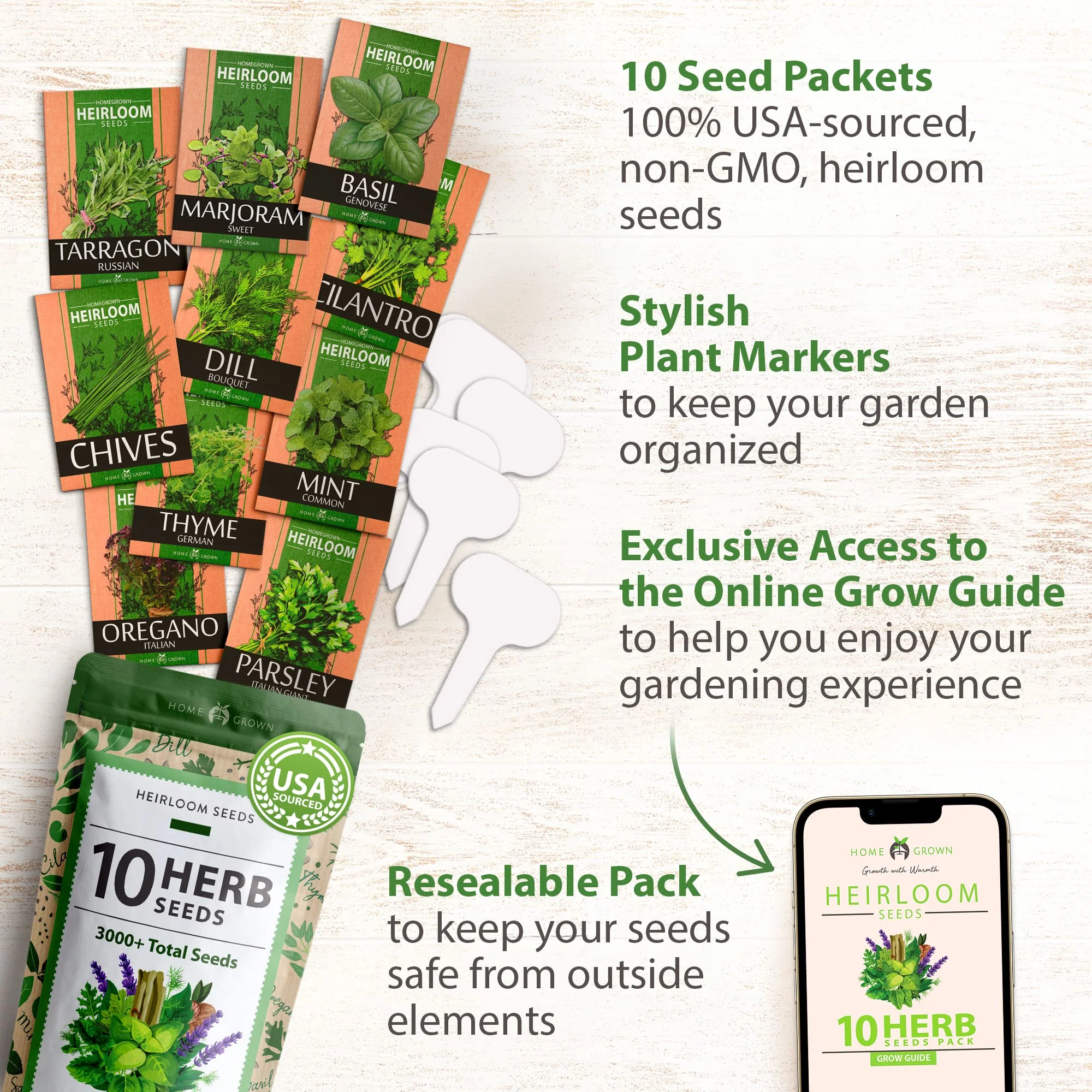 Home Grown 10 Culinary Herb Seeds Non-GMO, Heirloom Seeds - 3000+ Seeds for Planting for Outdoor or Indoor Planting - Image 4