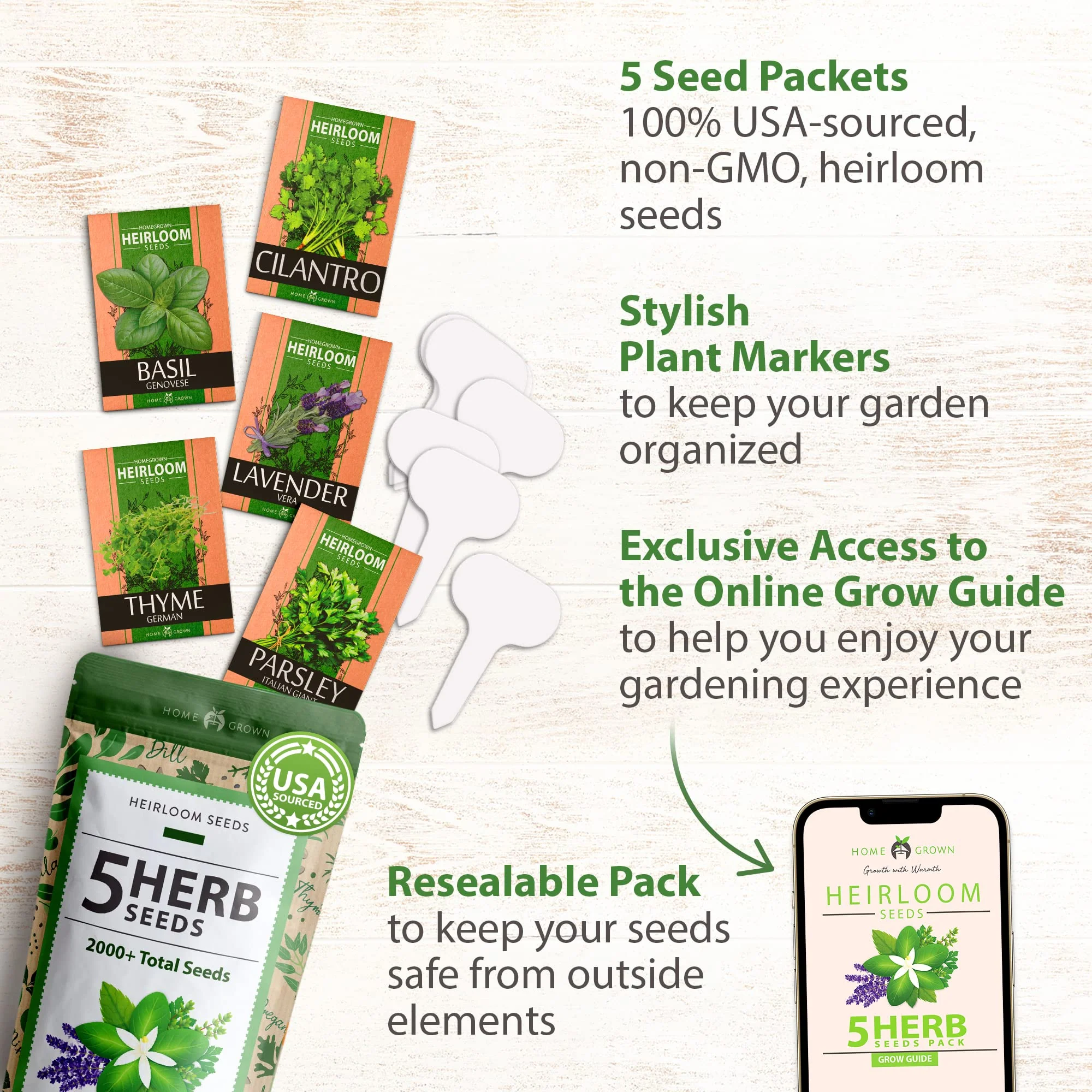 Home Grown Brand, Non-GMO, Heirloom Herbs (5 Varieties) - Image 5