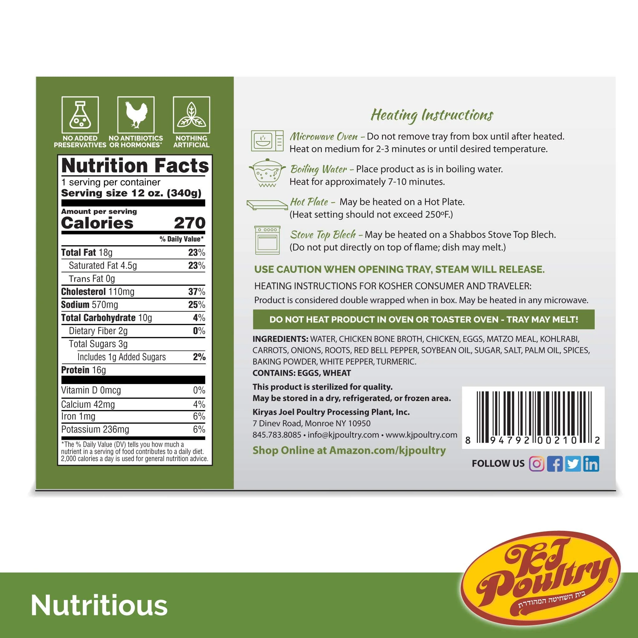 KJ Poultry Kosher Matzah Ball Chicken Soup - l Food 1 Pack - Image 5