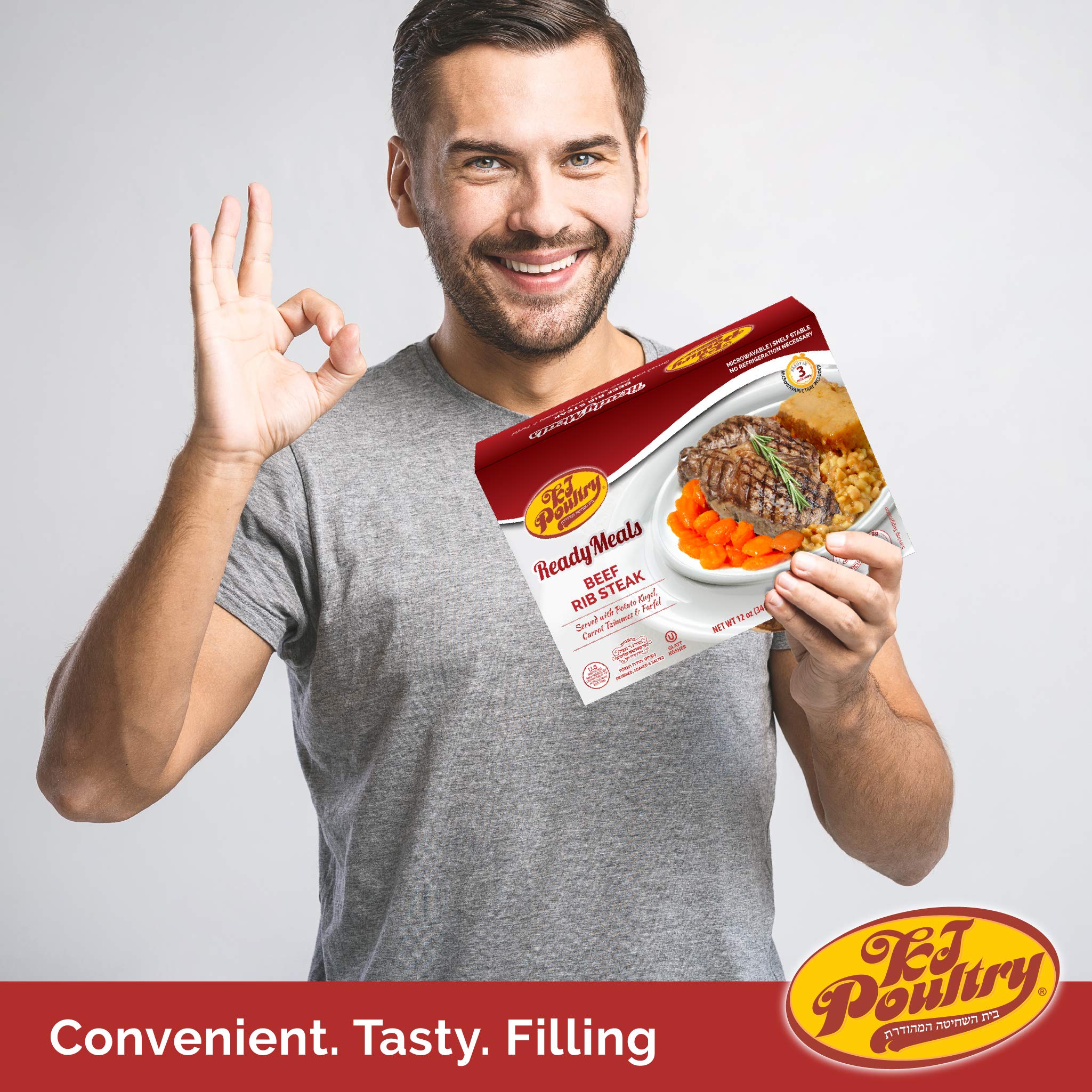 KJ Poultry Kosher MRE Meat Meals Ready to Eat, Beef Rib Steak and Kugel - 3 Pack - Image 3
