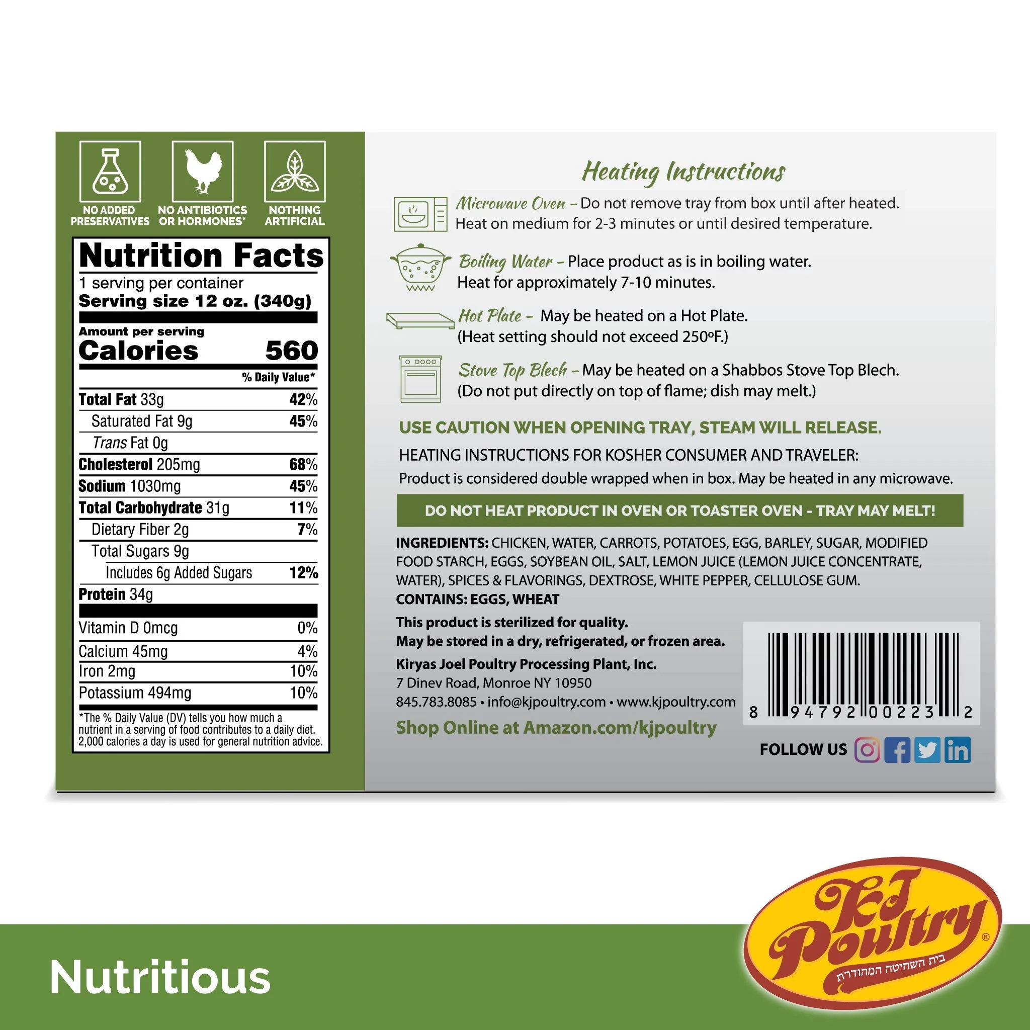 KJ Poultry Kosher MRE Meat Meals Ready to Eat, Bone In Chicken and Kugel - 1 Pack - Image 5