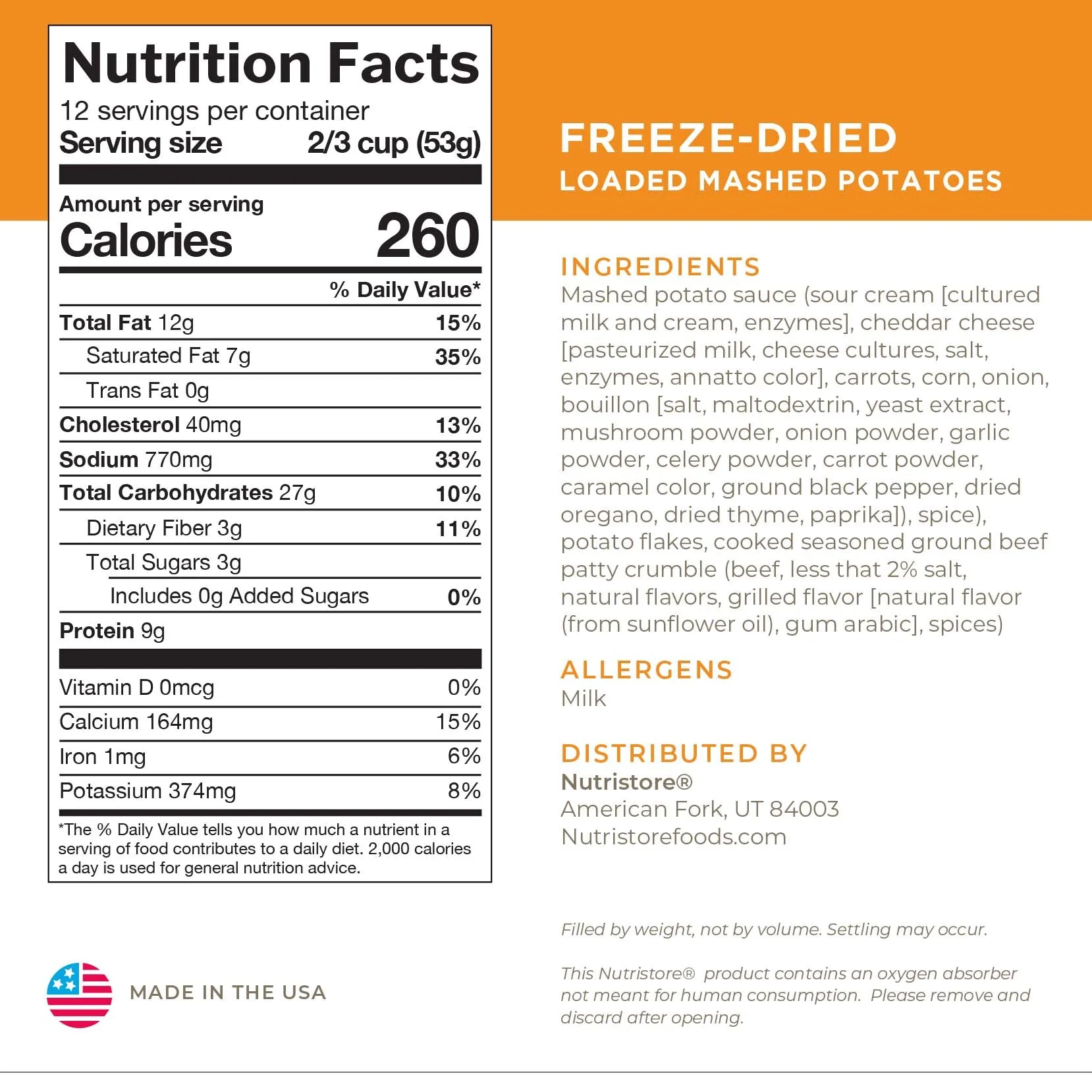Loaded Mashed Potatoes Freeze Dried - #10 Can - Image 2