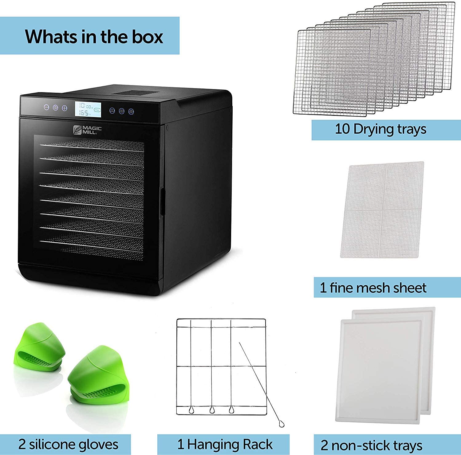 Magic Mill Food Dehydrator Machine With 10 Stainless Steel Trays - Image 6