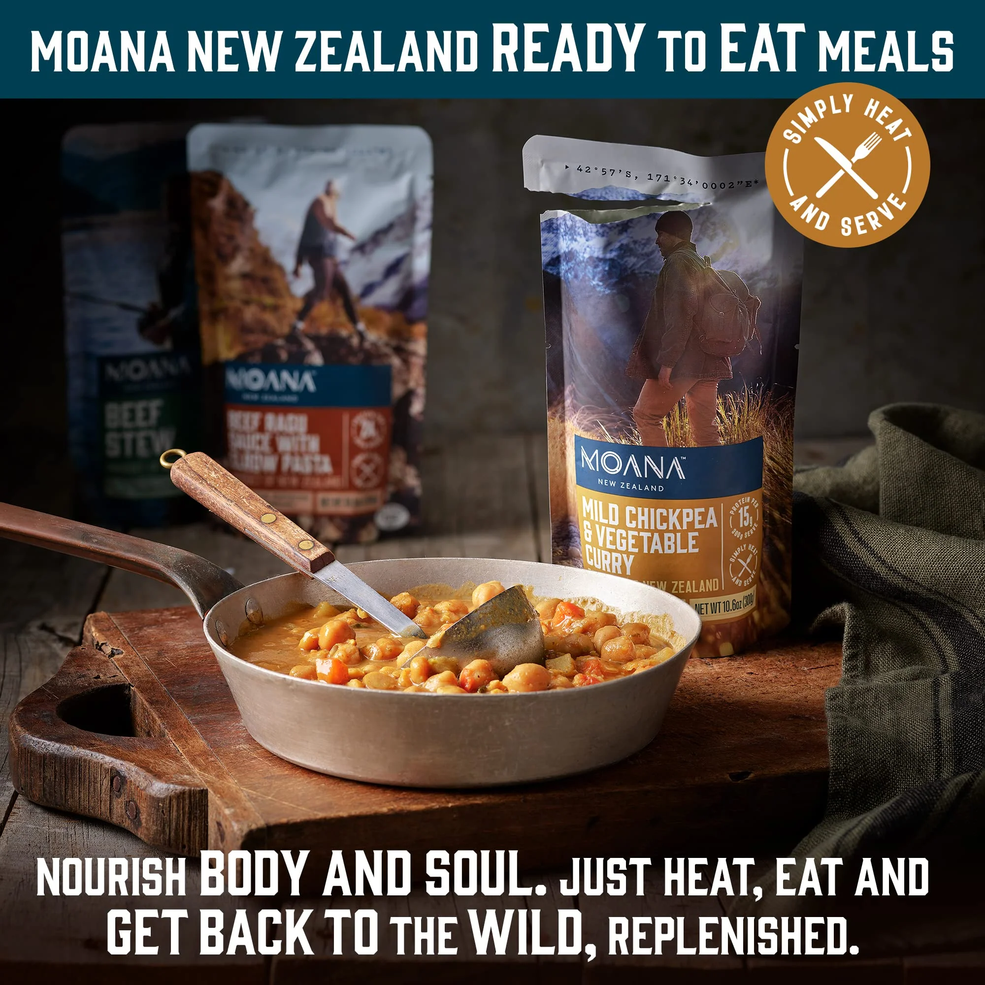 Moana - Beef Stew Pouch - 5 Pack + Mild Chickpea Vegetable Curry Pouch - 5 Pack - Image 2
