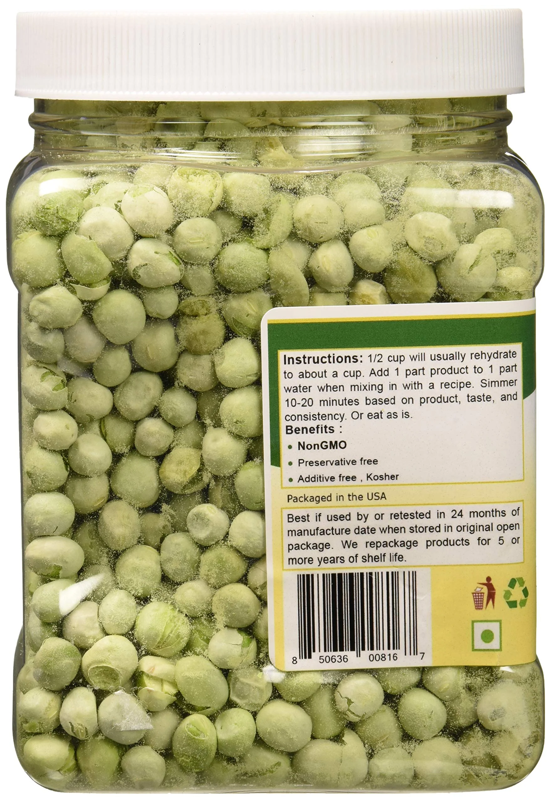 Mother Earth Products - Freeze-Dried Peas - Quart Jar - Image 2