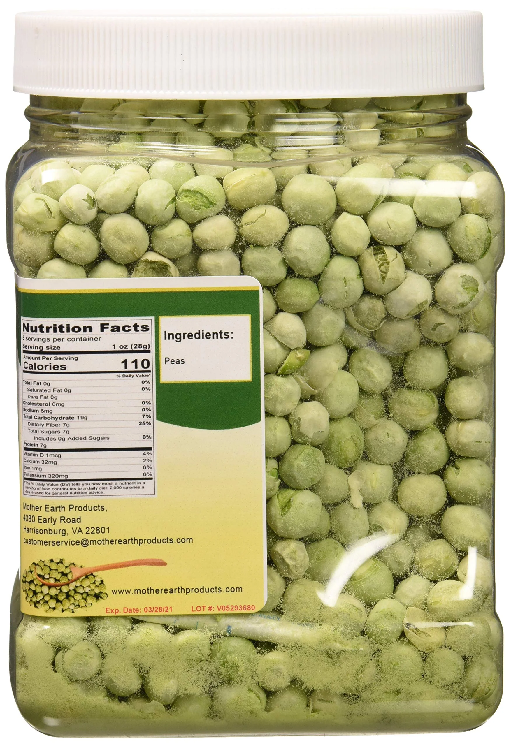 Mother Earth Products - Freeze-Dried Peas - Quart Jar - Image 3