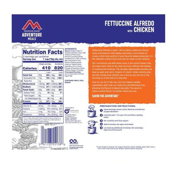 Mountain House - Fettuccine Alfredo W/Chicken Mylar Pouch - Image 2
