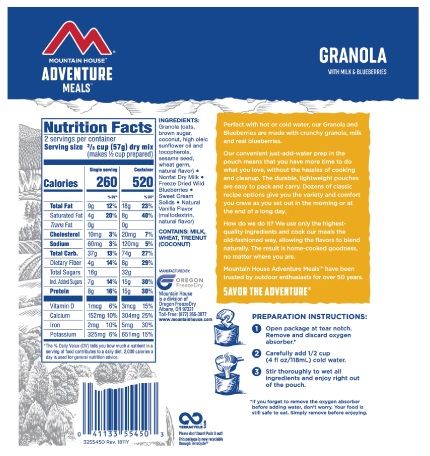 Mountain House - Granola W/ Blueberries & Milk Mylar Pouch - Image 3