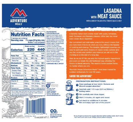 Mountain House - Lasagna W/ Meat Sauce Mylar Pouch - Image 3