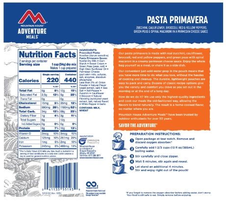 Mountain House - Pasta Primavera (Veg) Mylar Pouch - Image 3