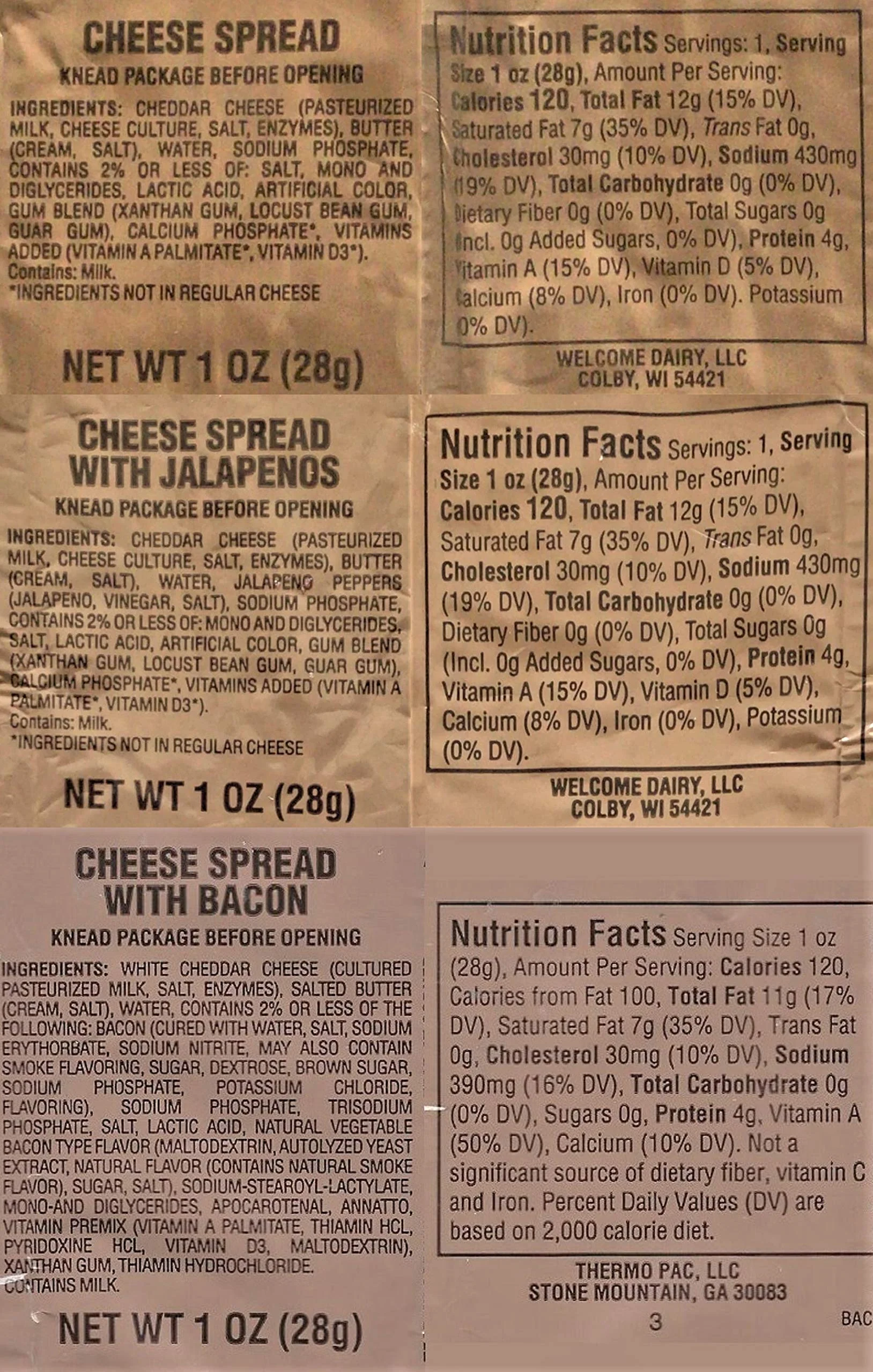 Long Life Food Depot - MRE Cheddar Cheese Spread Combo - 24 Pack - Image 2