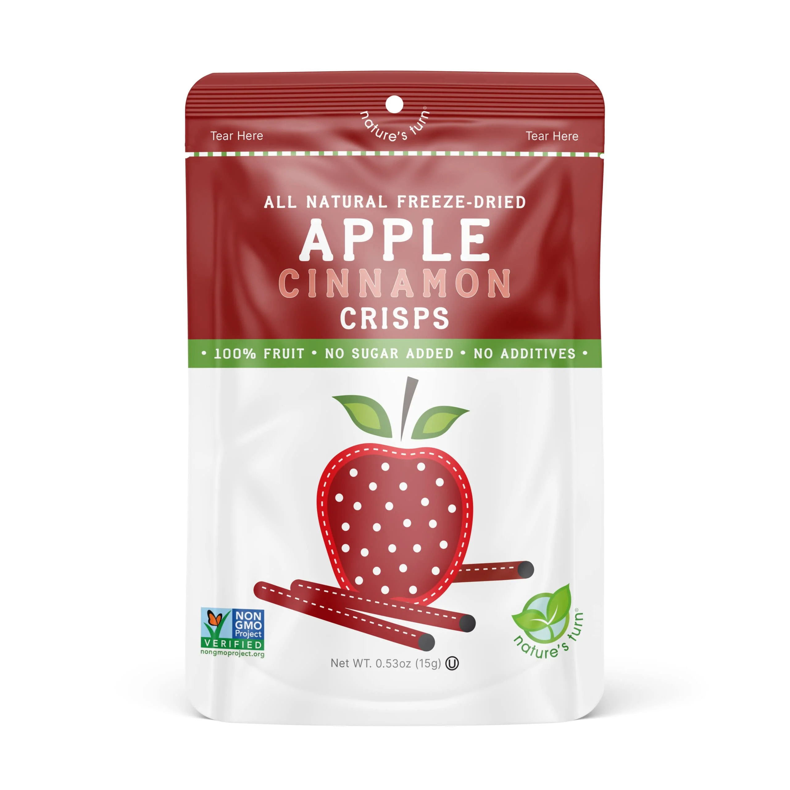 Nature’s Turn Freeze-Dried Fruit Snacks, Apple Cinnamon Crisps - Pack of 12 (0.53 oz Each) - Image 2