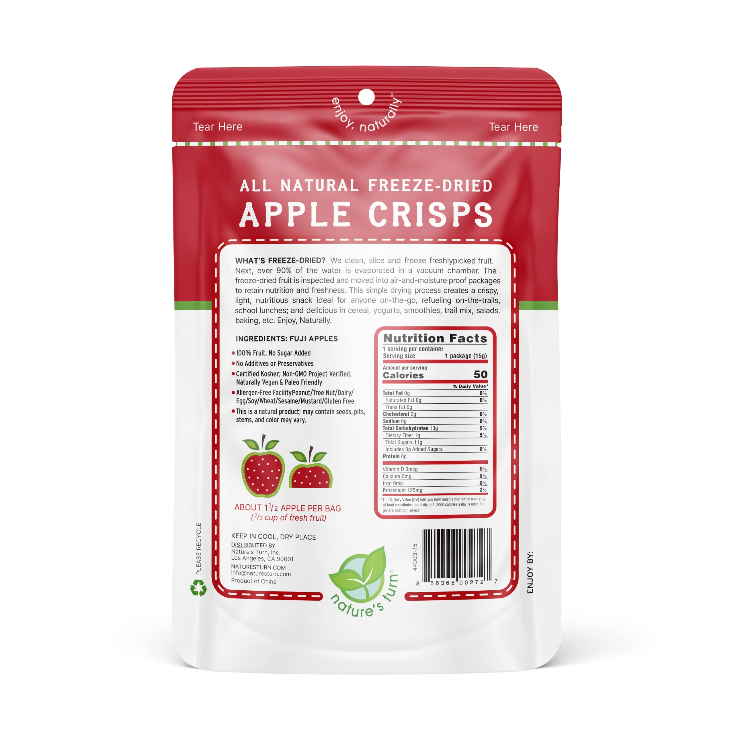 Nature’s Turn Freeze-Dried Fruit Snacks, Apple Crisps - Pack of 6 (0.53 oz Each) - Image 3