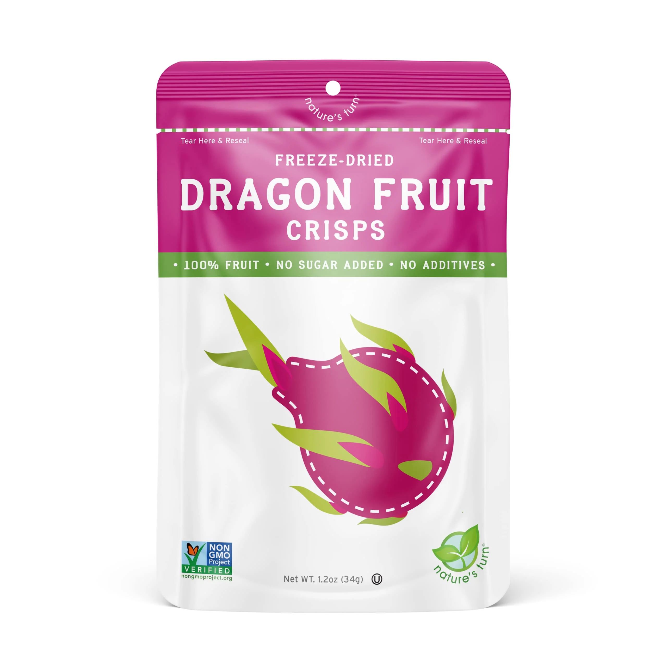 Nature’s Turn Freeze-Dried Fruit Snacks, Dragon Fruit Crisps - Pack of 6 (1.2 oz Each) - Image 2