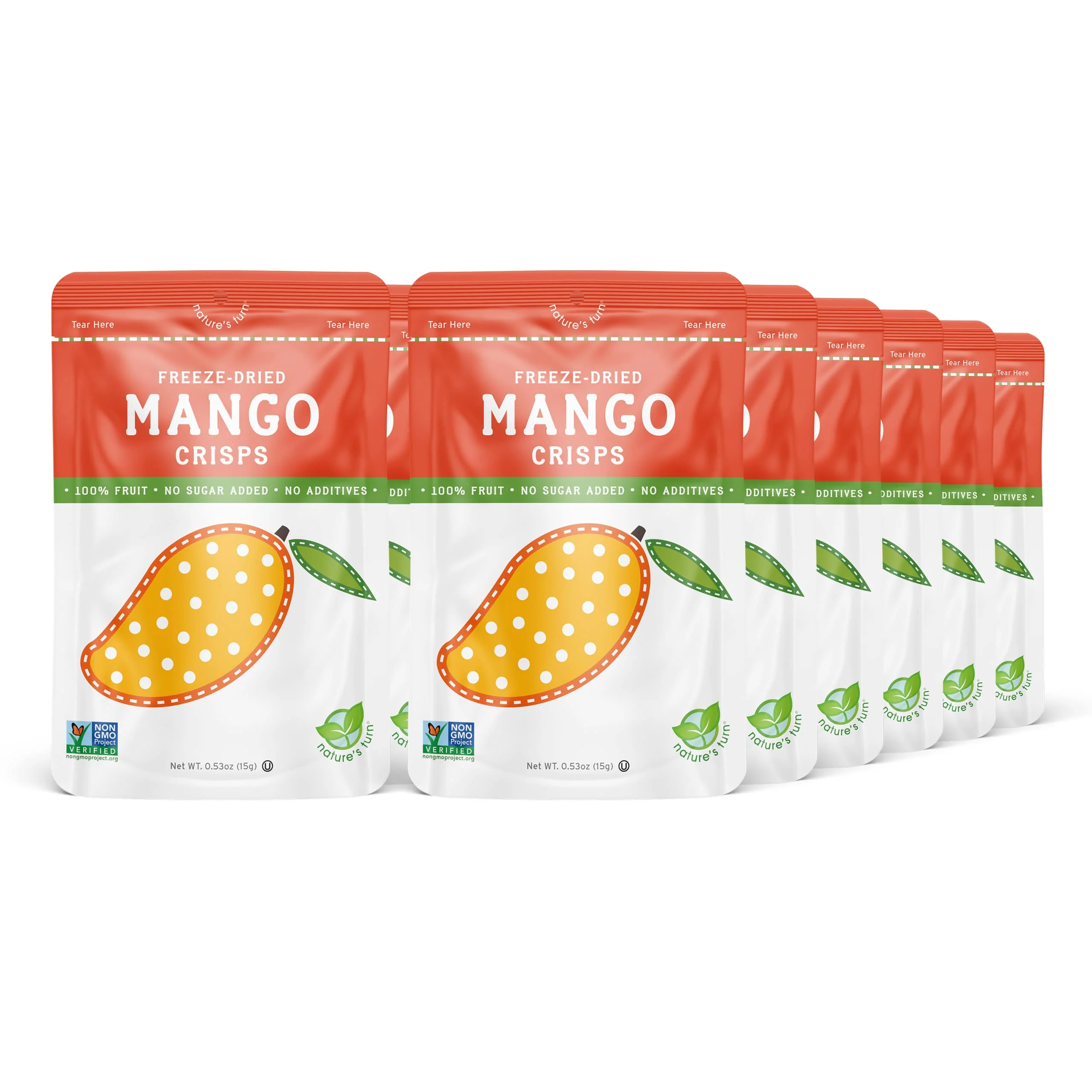Natureās Turn Freeze-Dried Fruit Snacks, Mango Crisps - Pack of 12 (0.53 oz Each)