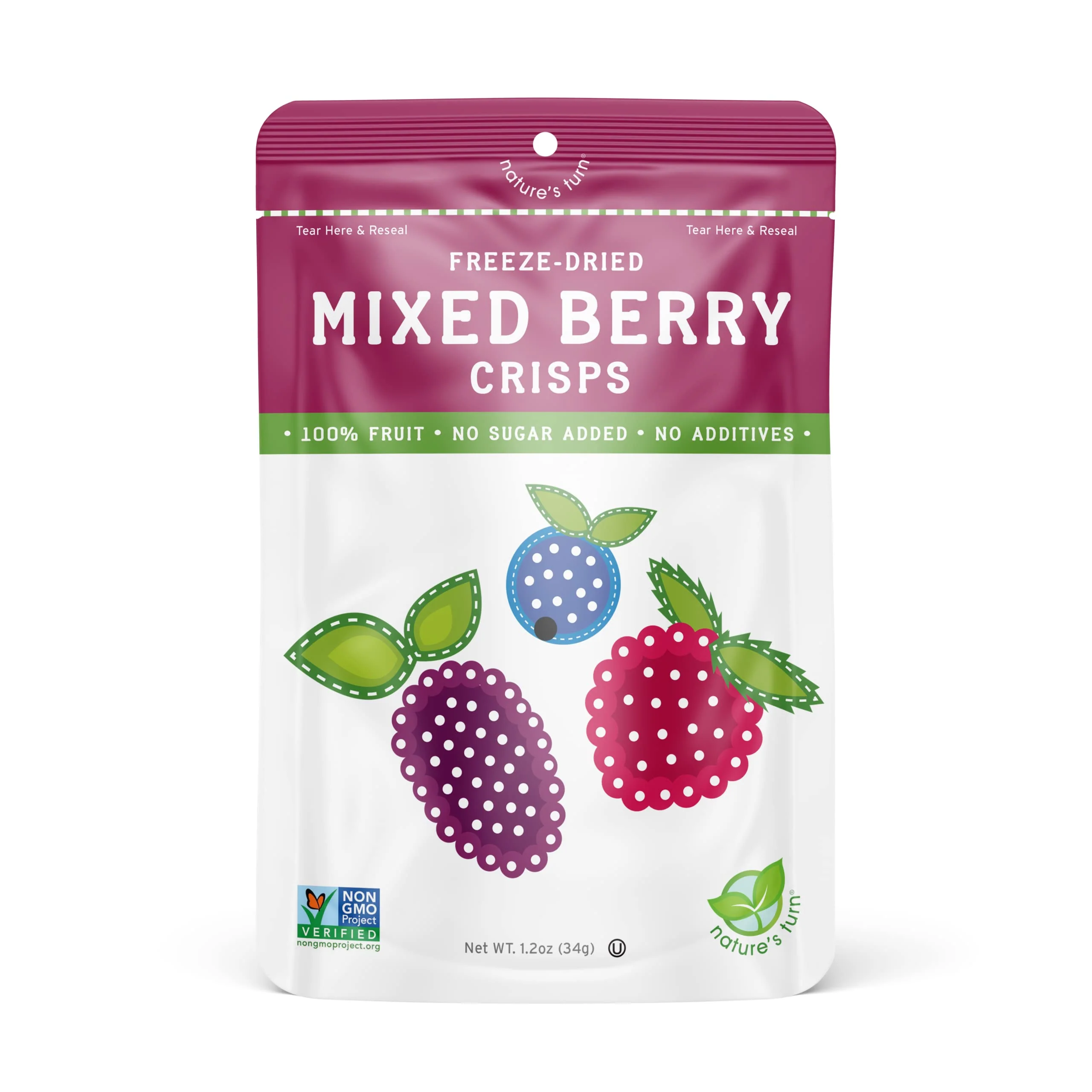 Nature’s Turn Freeze-Dried Fruit Snacks, Mixed Berry Crisps - Pack of 6 (1.2 oz Each) - Image 2
