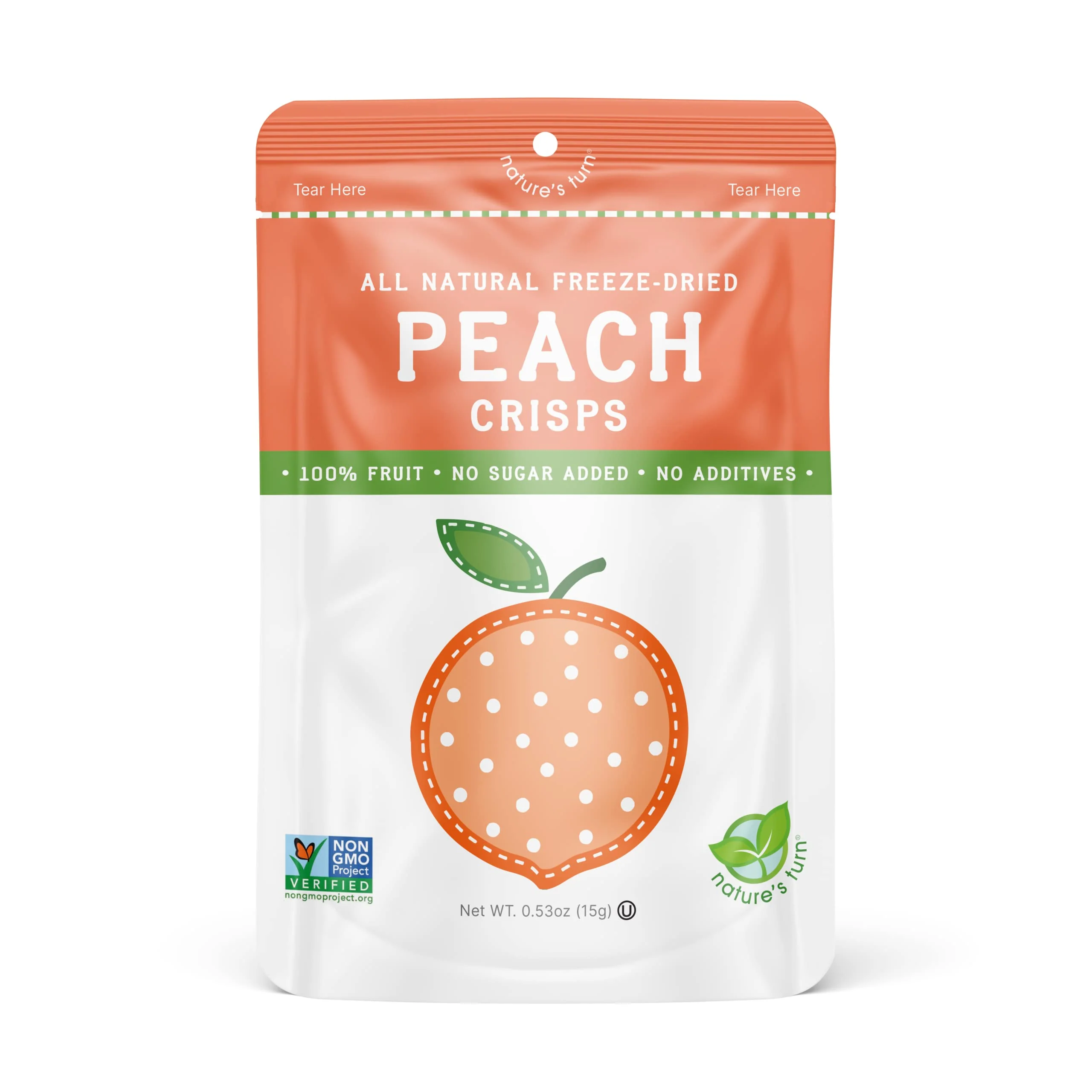 Nature’s Turn Freeze-Dried Fruit Snacks, Peach Crisps - Pack of 6 (0.53 oz Each) - Image 2