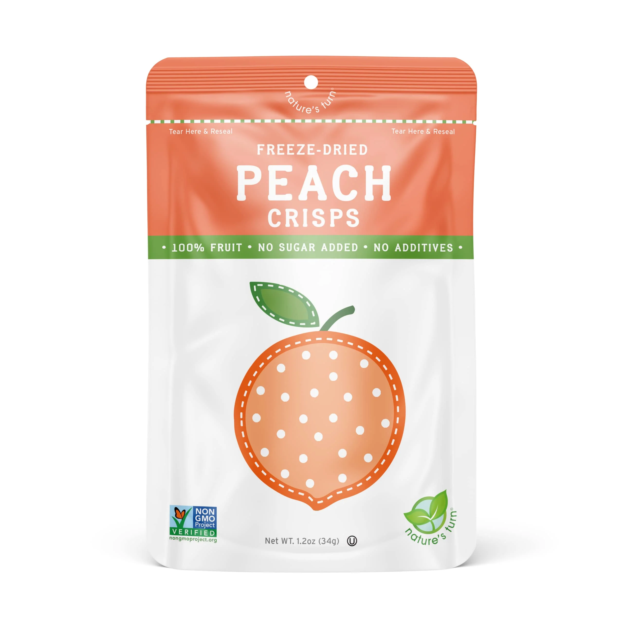 Nature’s Turn Freeze-Dried Fruit Snacks, Peach Crisps - Pack of 6 (1.2 oz Each) - Image 2