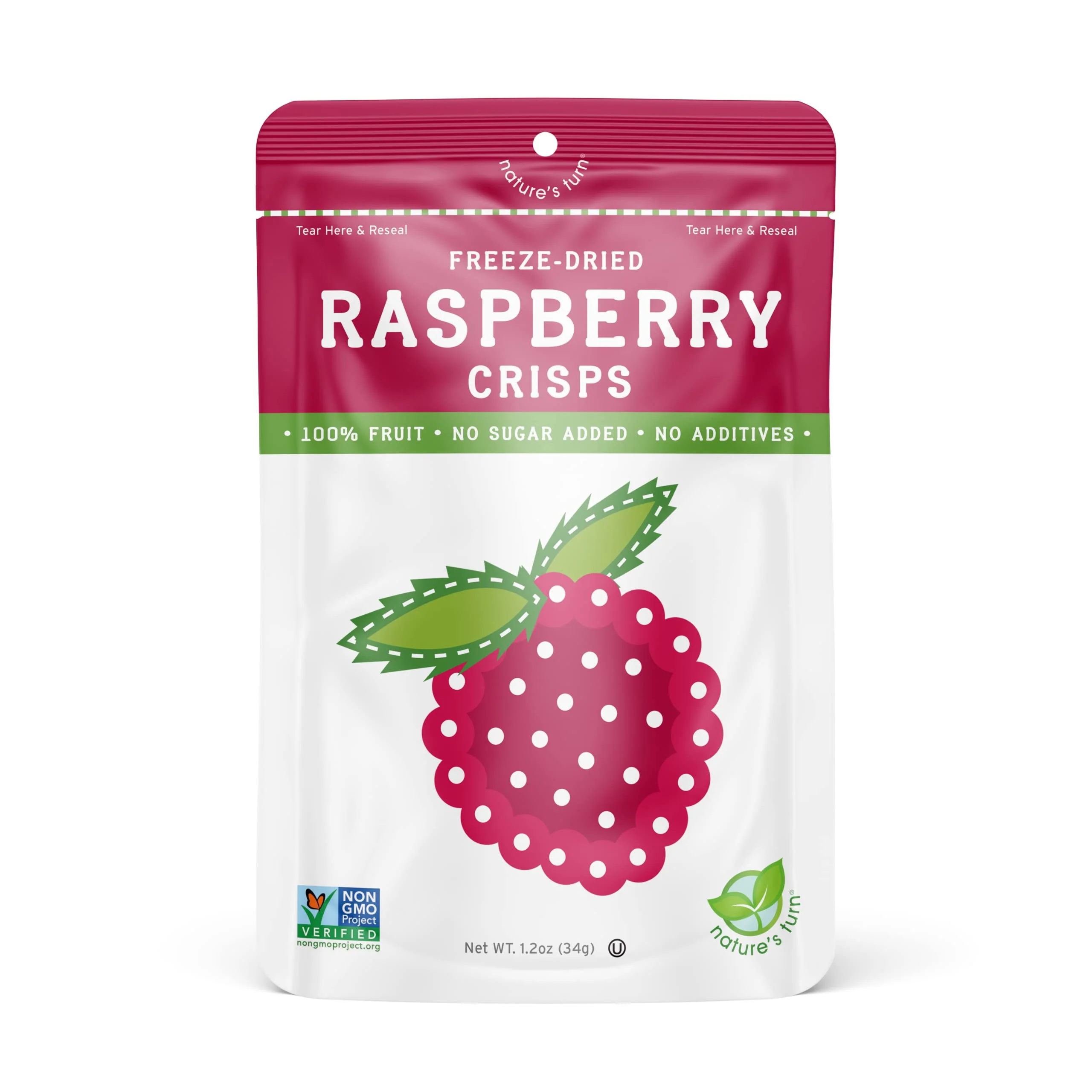 Nature’s Turn Freeze-Dried Fruit Snacks, Raspberry Crisps, Pack of 6 (1.2 oz Each) 1.2 Ounce (Pack of 6) - Image 2