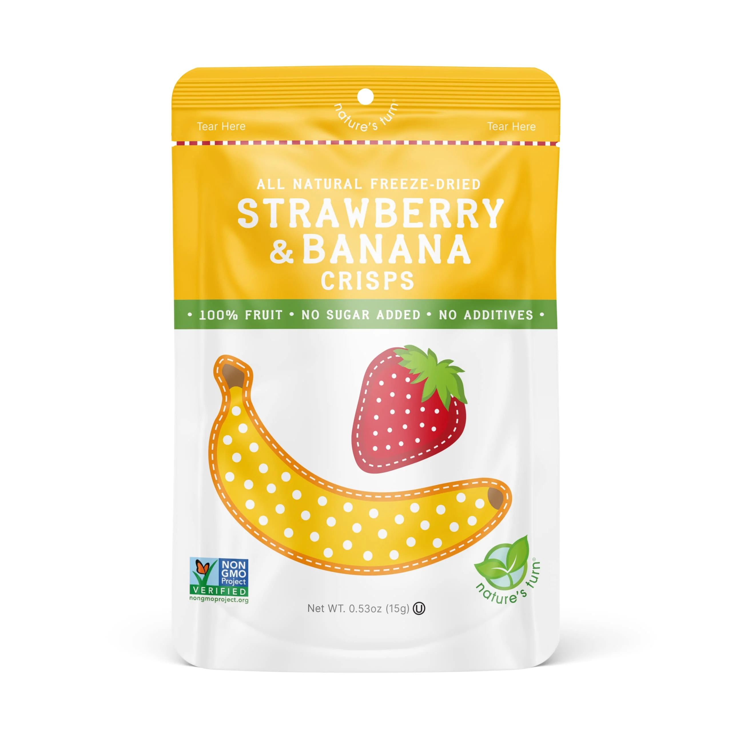 Nature’s Turn Freeze-Dried Fruit Snacks, Strawberry Banana Crisps - Pack of 6 (0.53 oz Each) - Image 2