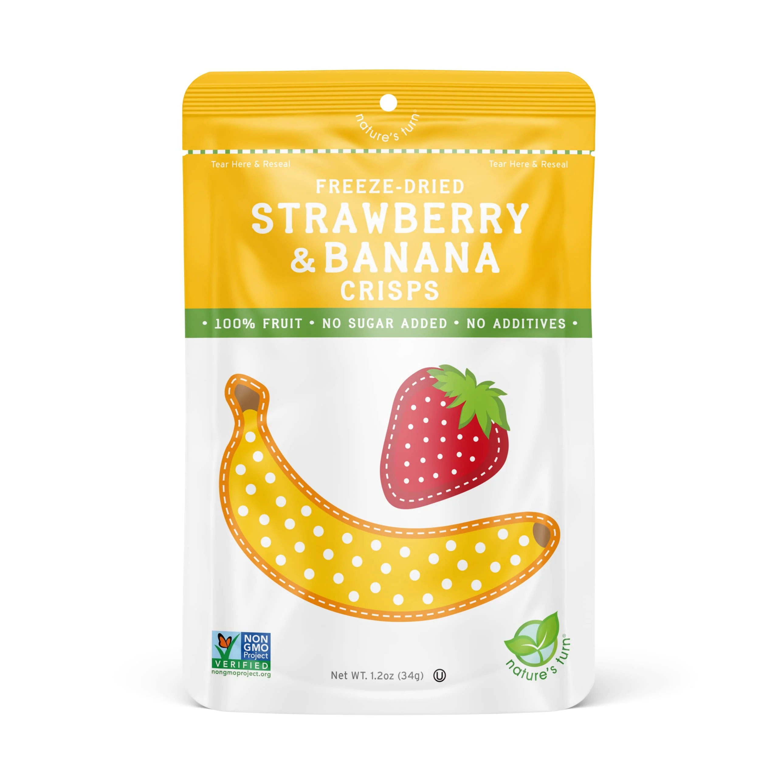Natureās Turn Freeze-Dried Fruit Snacks, Strawberry Banana Crisps - Pack of 6 (1.2 oz Each) - Image 2