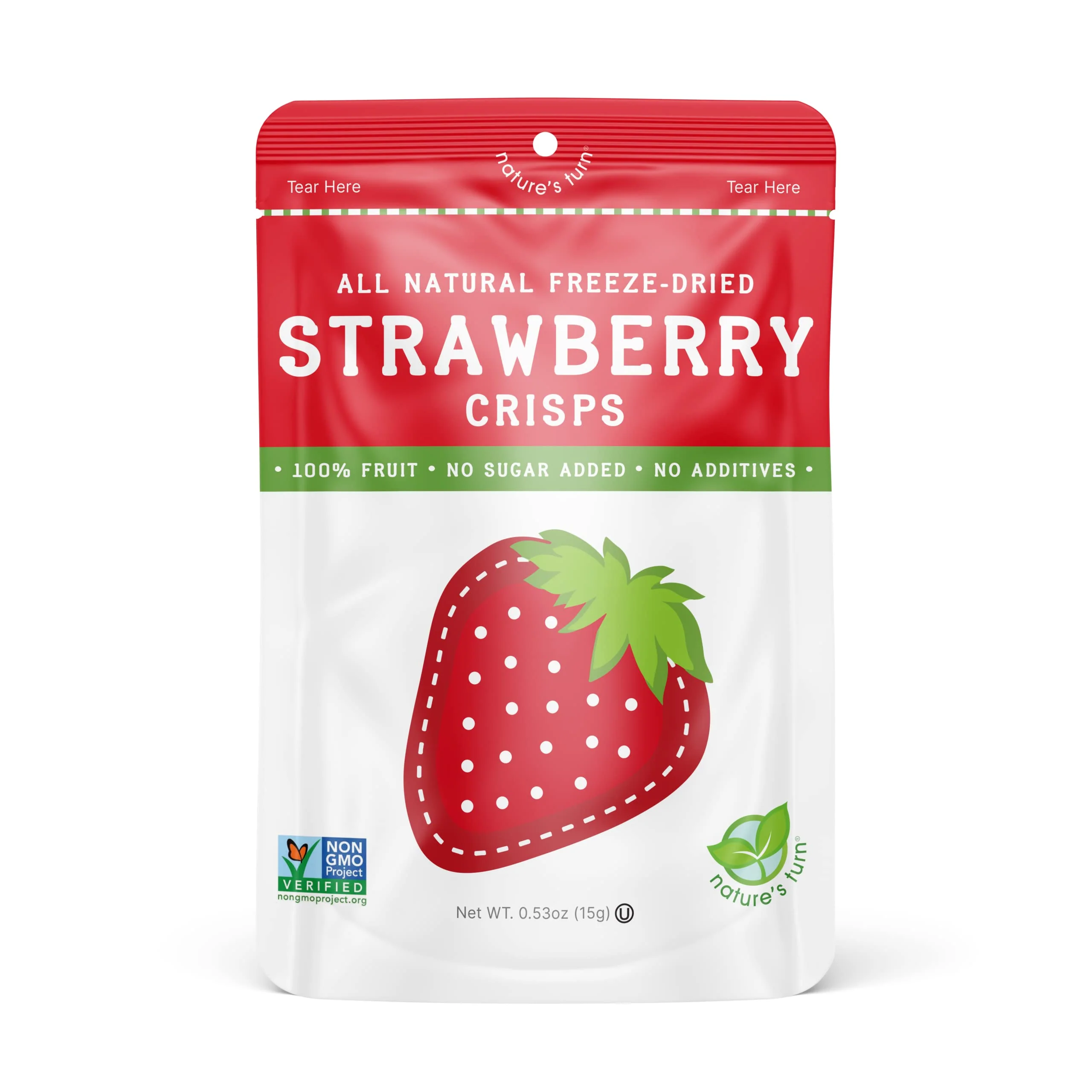 Nature’s Turn Freeze-Dried Fruit Snacks, Strawberry Crisps - Pack of 12 (0.53 oz Each) - Image 2