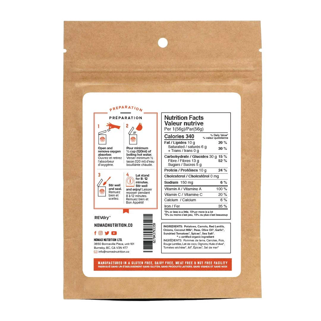 Nomad Nutrition - Indian Red Lentil Stew - Plant-Based Dehydrated Meals - 2 Pack - Image 6
